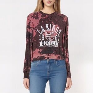 NHL LA Kings Cropped Bleach Tie Dye Graphic Tee